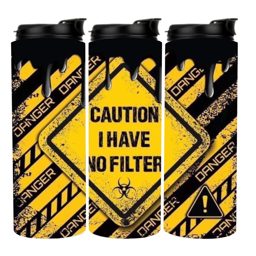 Yellow and Black Caution Travel Mug